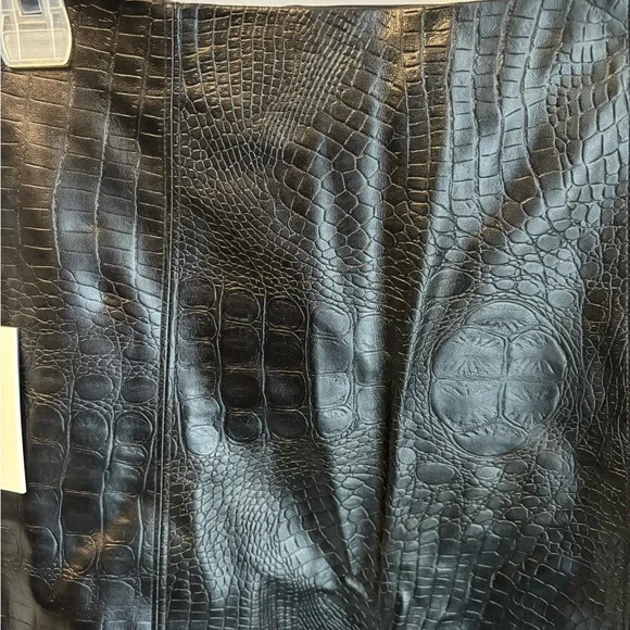 NEW BABATON COOPER LEATHER SKIRT, BLACK SNAKEPRINT - Picture 5 of 7